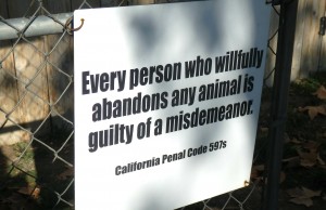 A sign at the Valley Oak SPCA reminds visitors of pet-dumping laws.