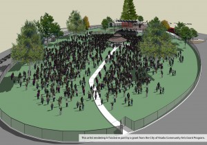 An artist’s rendering of what a renovated Oval Park might look like. Photo courtesy the City of Visalia.