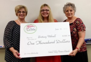 Pictured (left to right) are Chairman Deborah Brantley, scholarship winner Brittany Withnall and Co-Chairman Sondra Jones.