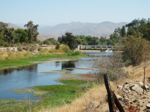 McKay’s Point Reservoir would divert water from the Kaweah River (pictured above). The reservoir would be located just over the berm.