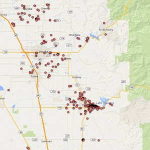 Tulare County OES map of private well failures.