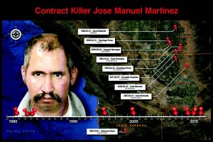 This graphic, courtesy of Tulare County, maps out the locations and dates of Martinez’s murders since 1980. Courtesy/Tulare County 