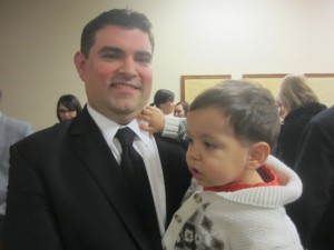 New Hanford Mayor Justin Mendes with his son. Catherine Doe/Valley Voice