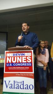 Rep. David Valadao speaks at a victory party for Devin Nunes and himself. Catherine Doe/Valley Voice