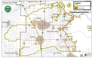 Within the yellow lines denoting the Kaweah Basin, landowners are able to receive free assistance in capping their wells.