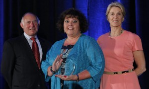 Pictured left to right are: Allen Zaremberg, CalChamber president/CEO; Donnette Silva Carter, Porterville Chamber of Commerce president/CEO; and Anne Buettner, CalChamber board chair and senior vice president of The Walt Disney Company.