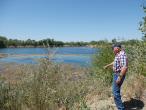 Local farmers — such as George Clausen, pictured — want to know, why, if their wells are going dry because of the drought, the CEMEX ponds are brimming full of water.