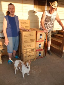 RMA delivers three months supply of drinking water to Lemon Cove residents. Pictured are Mary and Orville Cloud with their dog Patches.