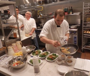 Chef Fred Imbert and staff in action on opening night.