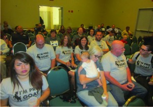 Pro-goat activists at the July 6 Visalia City Council meeting.