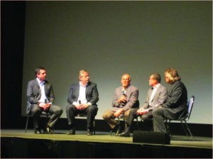 Congressman Devin Nunes leads a panel discussion before the premier of Dead Harvest for the Campaign for Water Kickoff. He is joined by attorney Gary Sawyers, Victor Davis Hanson, writer/director Ray McNally and radio host Ray Appleton. The documentary shows the effects of the drought and federal water restriction on farmland in the Valley. Catherine Doe/Valley Voice