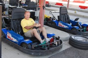 Adventure Park manager and partner Roger Hurick gets set to take a drive on the park’s Family Track in Visalia. Nancy Vigran/Valley Voice